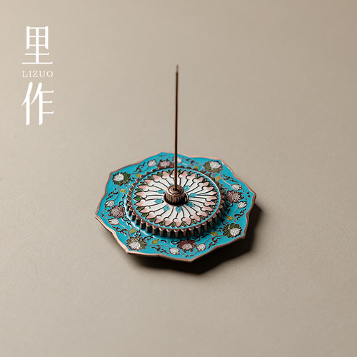 禅心莲香金属珐琅彩手绘景茶道