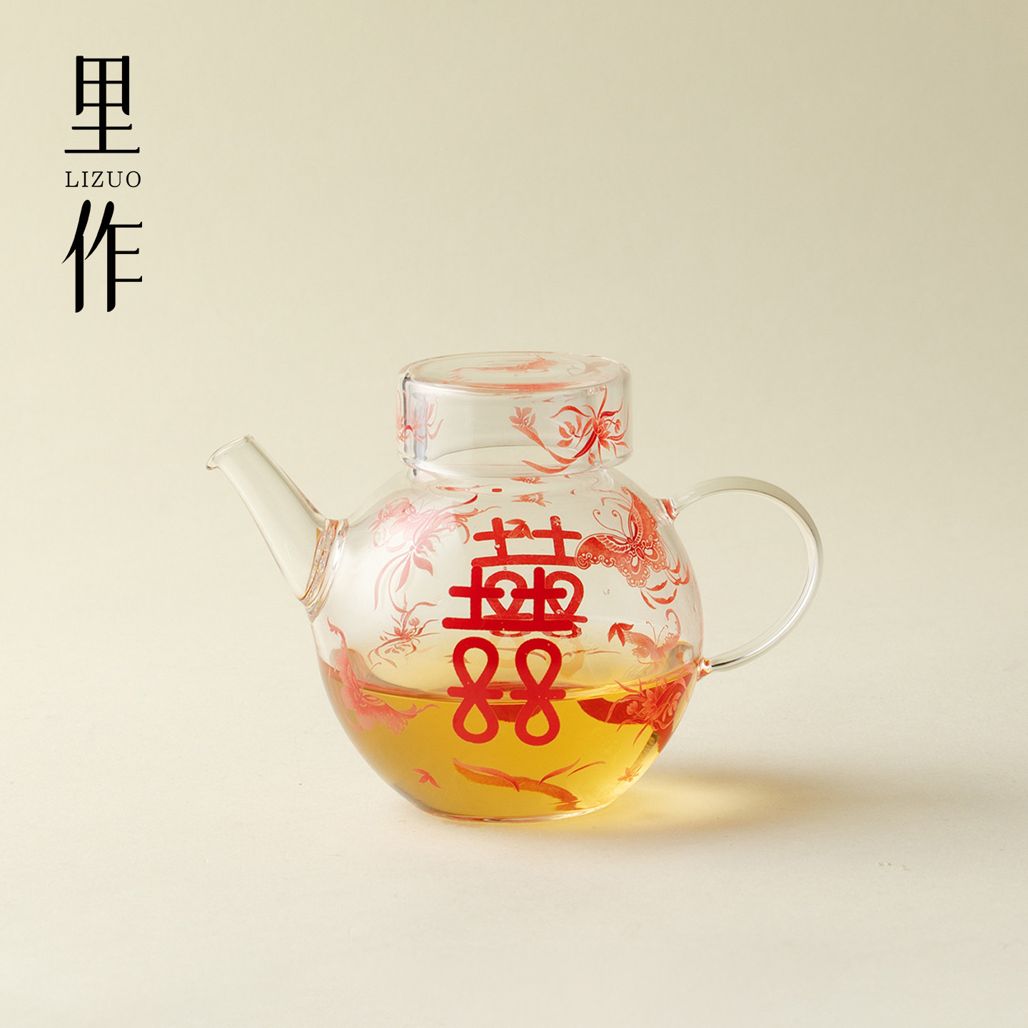 里作文创婚庆结婚泡茶壶蝶双喜玻璃茶壶高端手执壶陪嫁新婚伴手礼,餐饮具,茶壶,淘宝优惠券,粉丝福利购,淘宝优惠卷