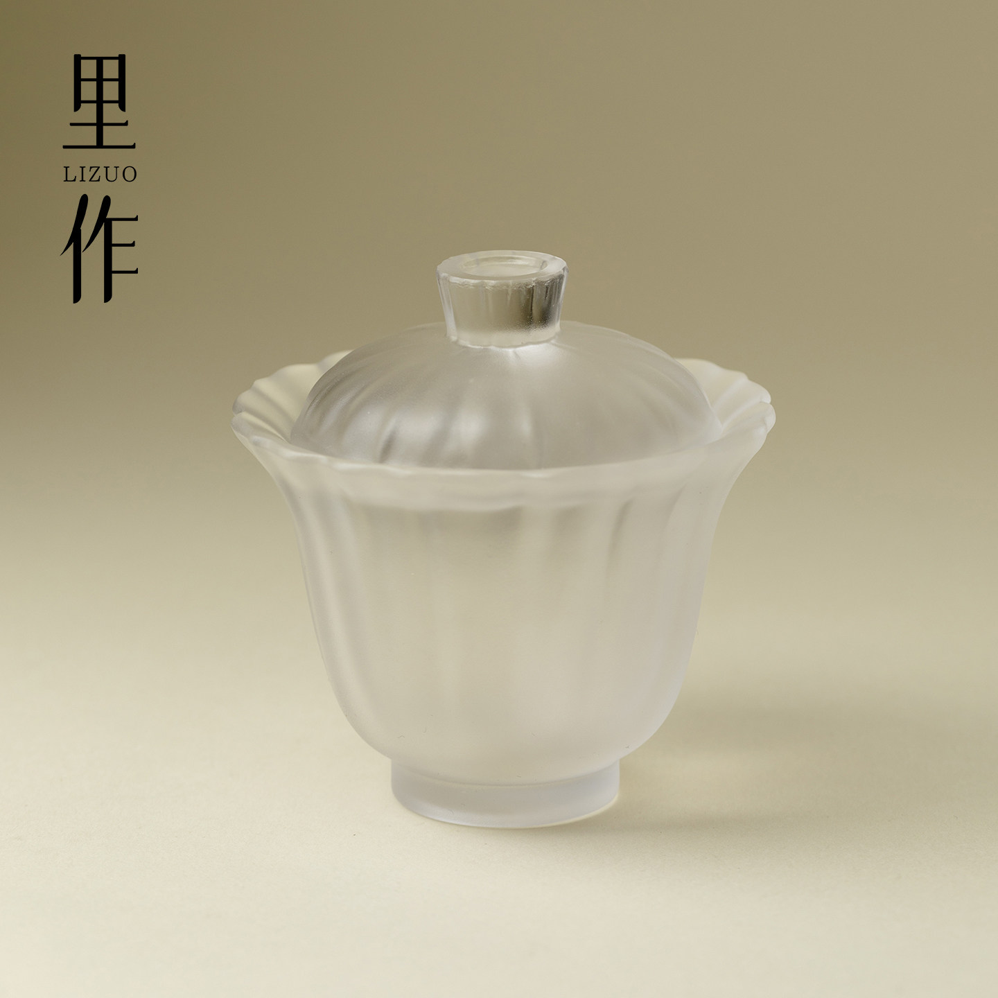 里作心缘堂琉璃盖碗高档透明冰冻花口泡茶碗功夫茶具不烫手沏茶碗