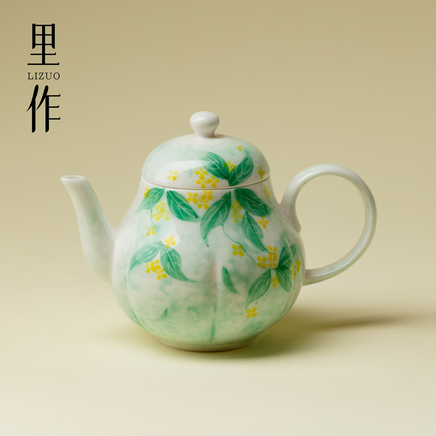 里作手绘桂花小梨壶中式陶瓷图片