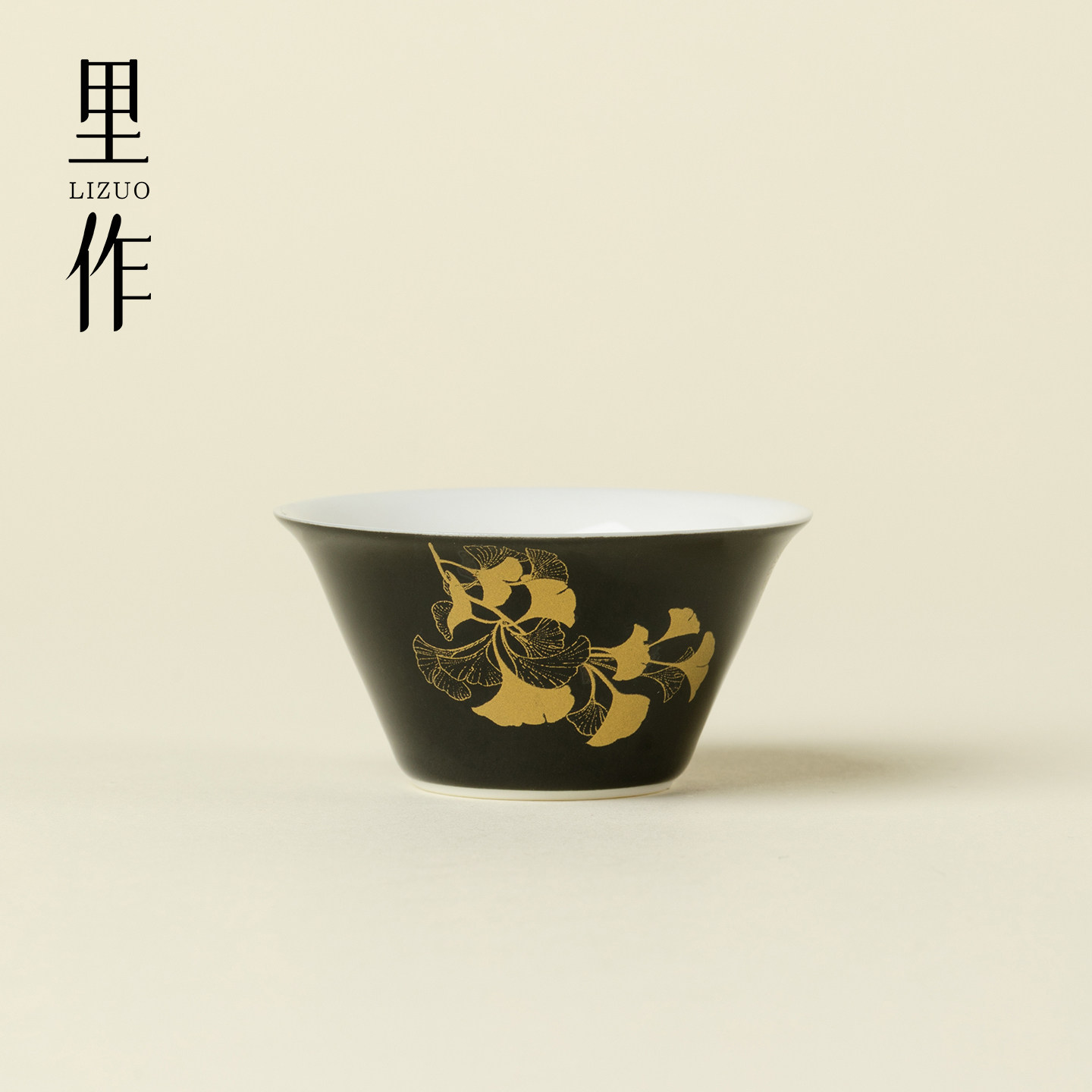 里作金银杏墨黑君饮小茶杯中式手工陶瓷主人杯家用功夫茶具品茗杯
