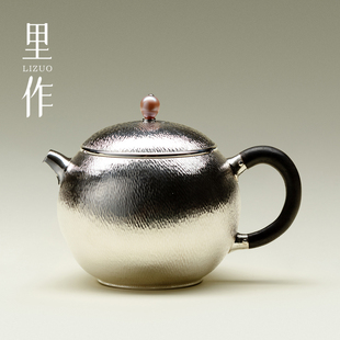 一張打銀壺純銀999泡茶壺純手工中式 里作 扁西施壺家用單人小泡壺