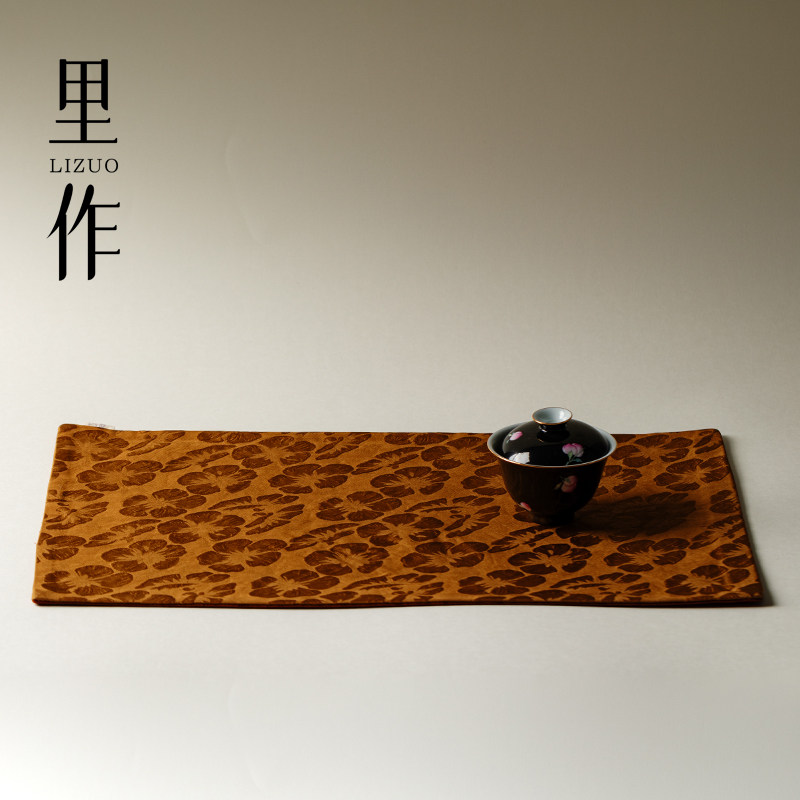 里作 织锦缎双面干泡茶席高端布艺一人席桌旗茶桌布垫子茶道配件