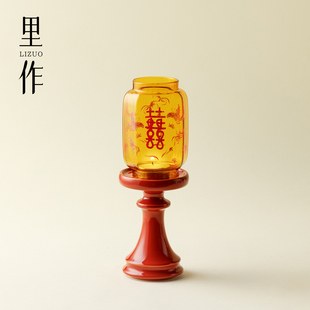 里作 中式蝶双喜烛台洞房花烛蜡烛氛围灯婚庆结婚陪嫁新婚伴手礼