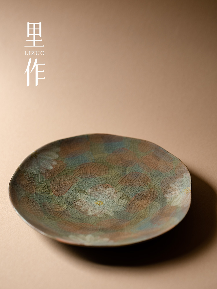 日作粗陶老岩泥创意手绘菊花壶与日本覆古干泡板功夫茶具壶垫