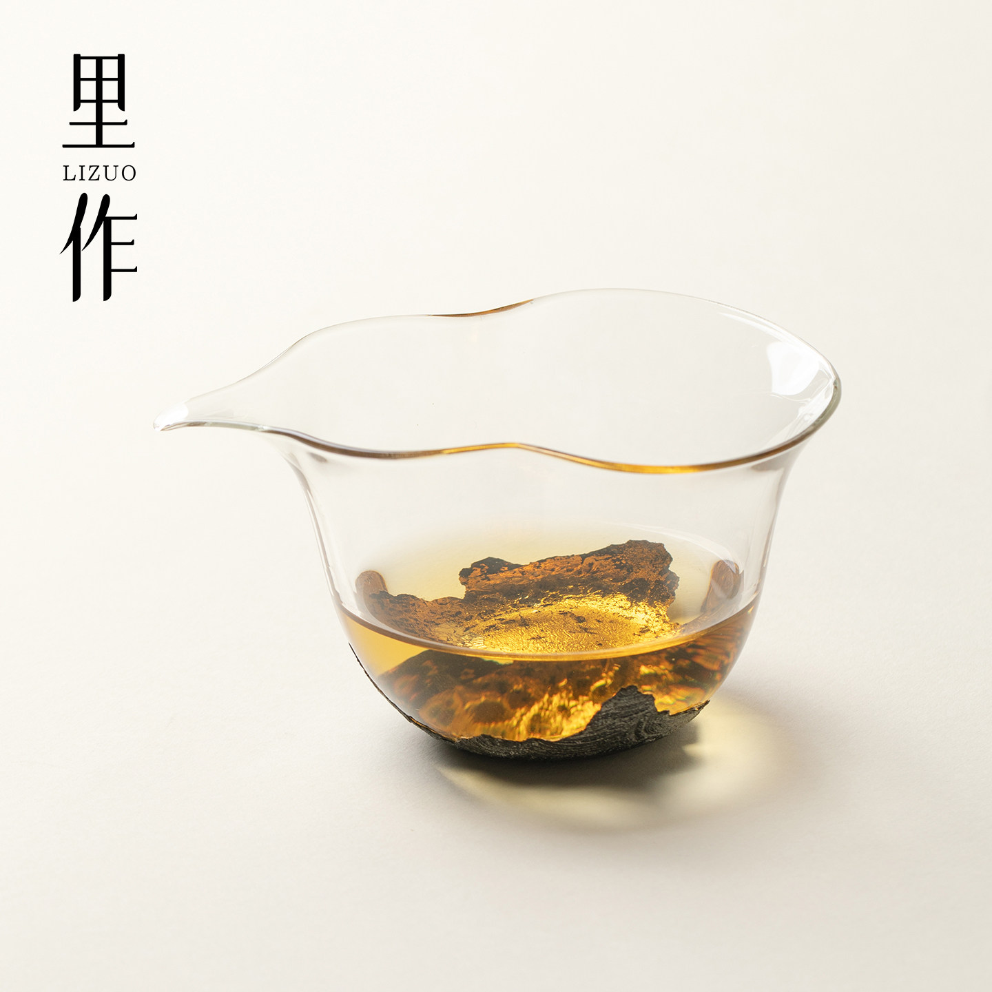 里作 纯手工葫芦公道杯非遗大漆金箔耐热玻璃茶海日照金山分茶器