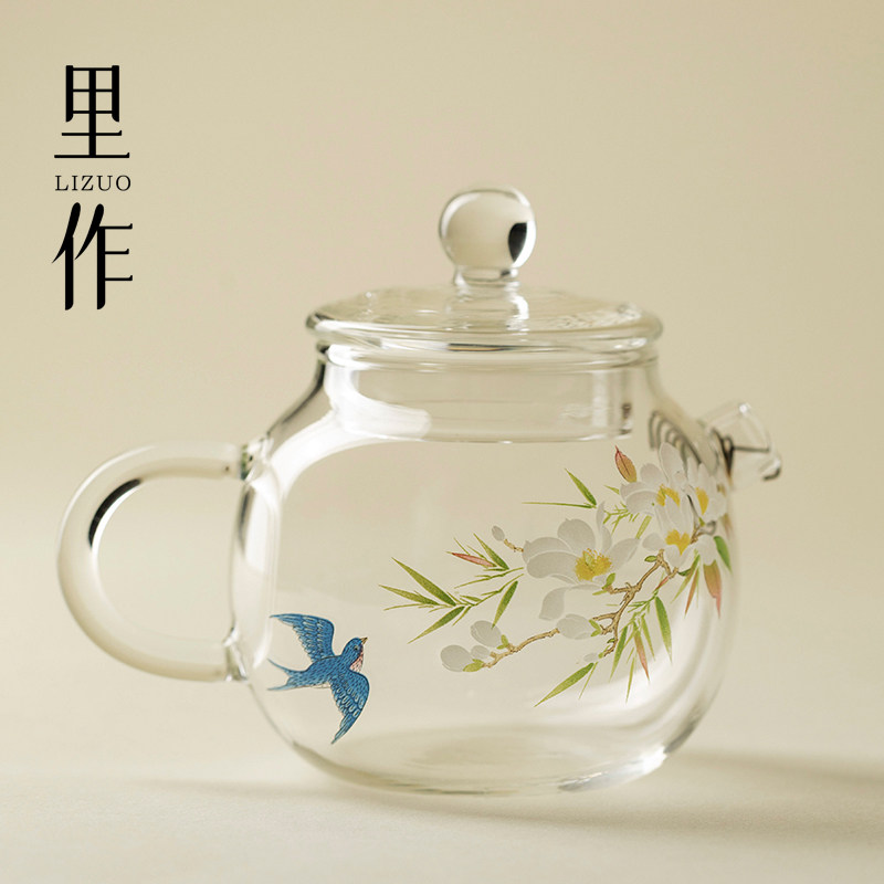 里作高端耐热玻璃茶壶单壶一人用小容量茶具女士精致泡茶壶绿茶壶图片