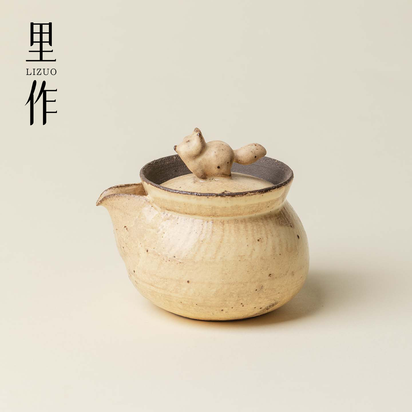 里作全手工粉引宝瓶壶拙土粗陶茶壶复古中式功夫茶具带过滤泡茶器