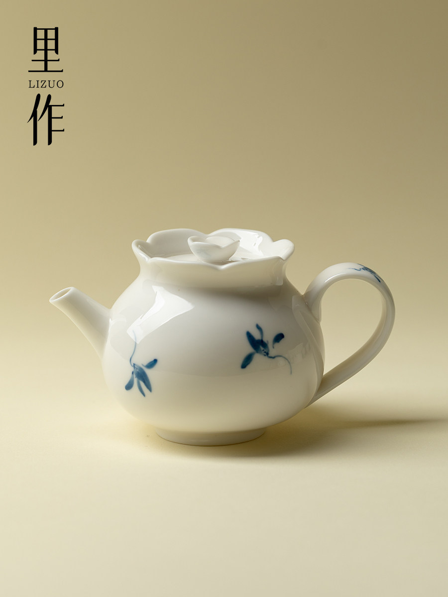 日作创意手绘兰花陶瓷茶壶小泡茶器中国功夫茶具家用精美单壶