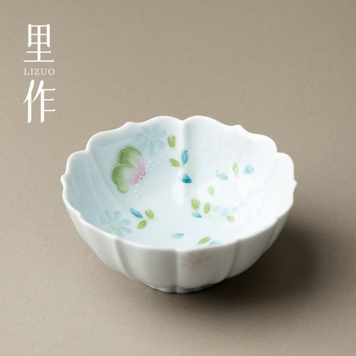 里作手绘灵影飘韵花口茶盏主人杯釉下彩有田烧品茗杯高端陶瓷茶杯