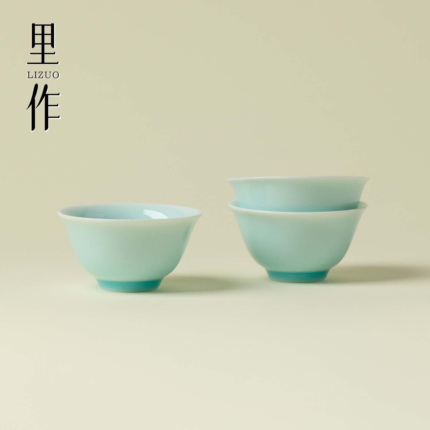 里作 湖田窑影青茶杯松石蓝结晶釉陶瓷主人杯精致功夫茶具品茗杯
