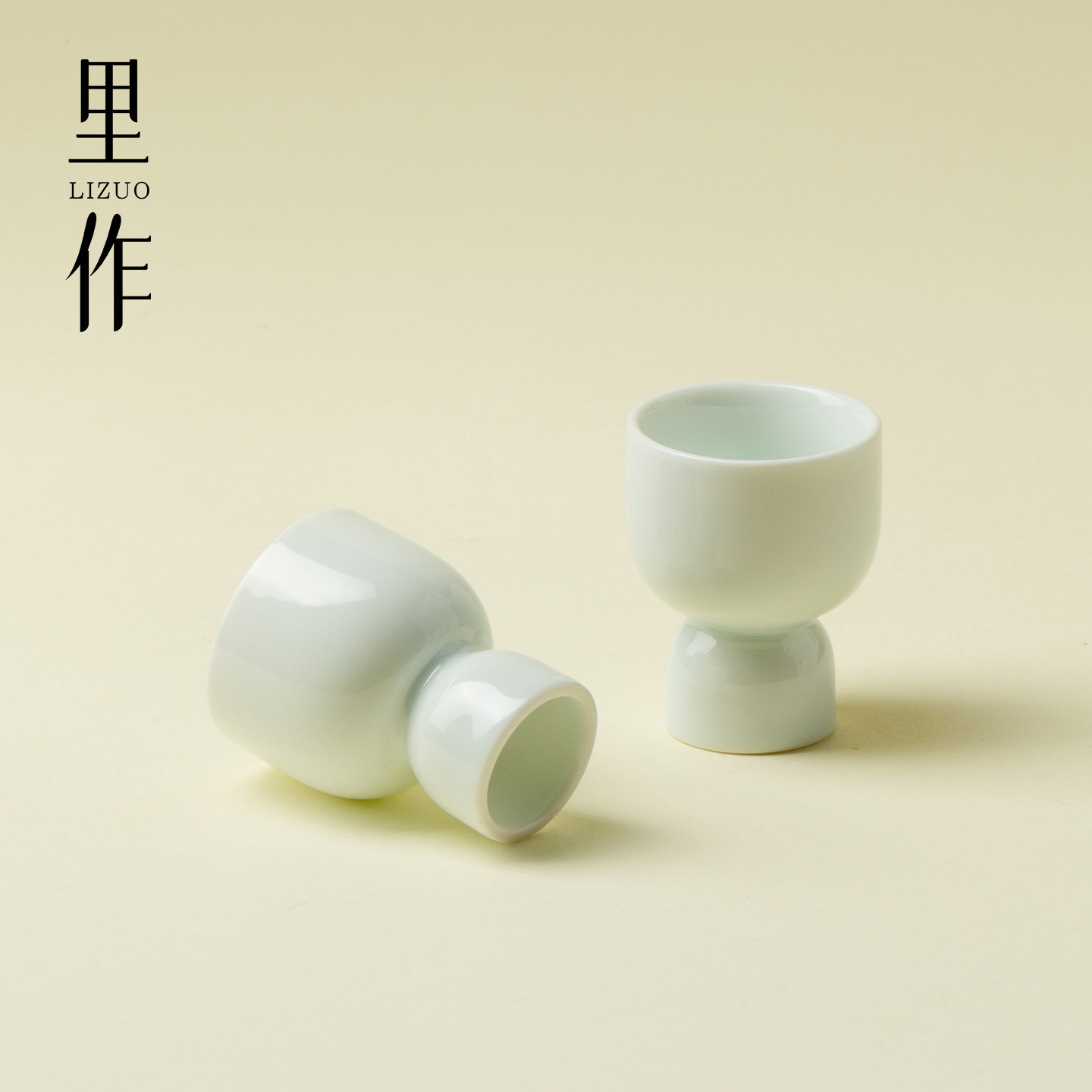 里作 高级感影青纯手工家用酒杯新中式陶瓷白酒杯纯色酒具清酒杯图片