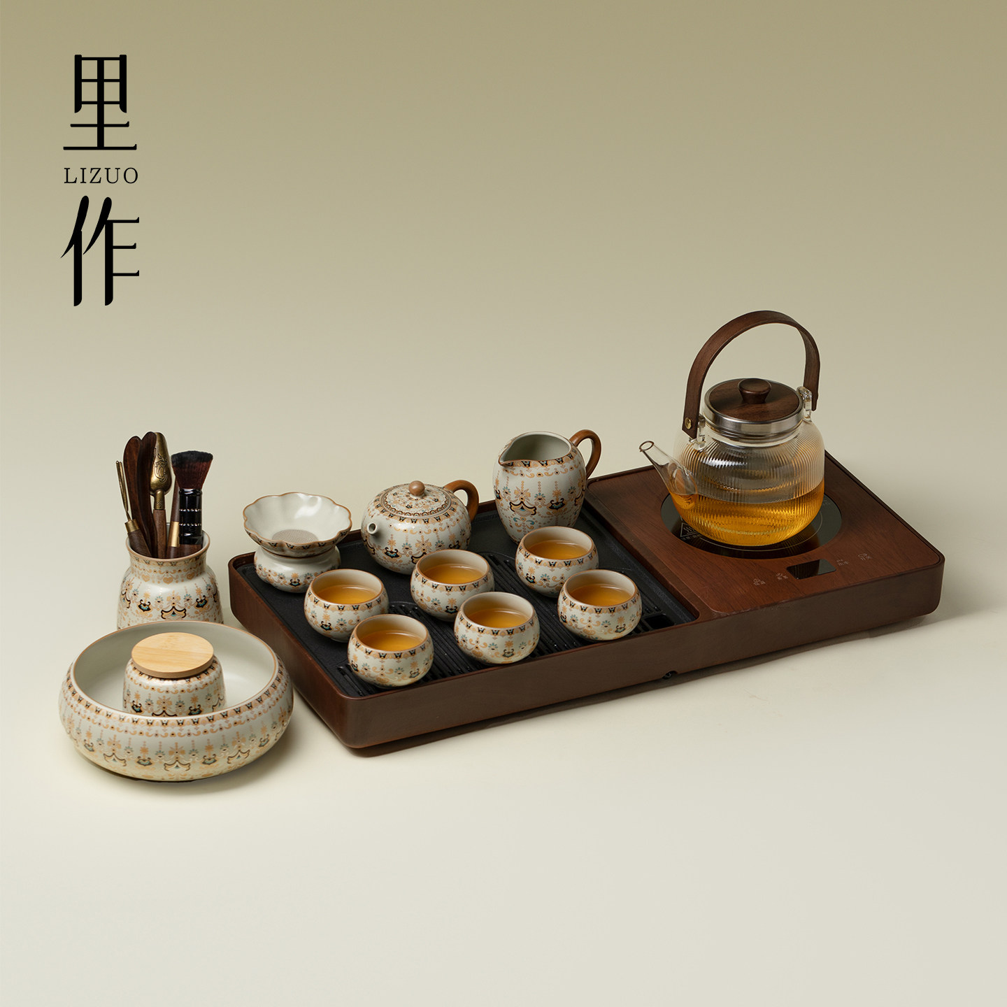 里作 精致汝窑西施唐卡敦煌泡茶壶纯手工小型茶台功夫茶具组套装