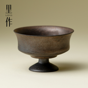 里作日式窑变墨金茶杯高端景德镇陶瓷品茗杯家用轻奢主人杯闻香杯