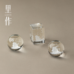 里作透明水晶球盖置摆件创意手工茶壶盖碗茶盖托功夫茶具茶道配件