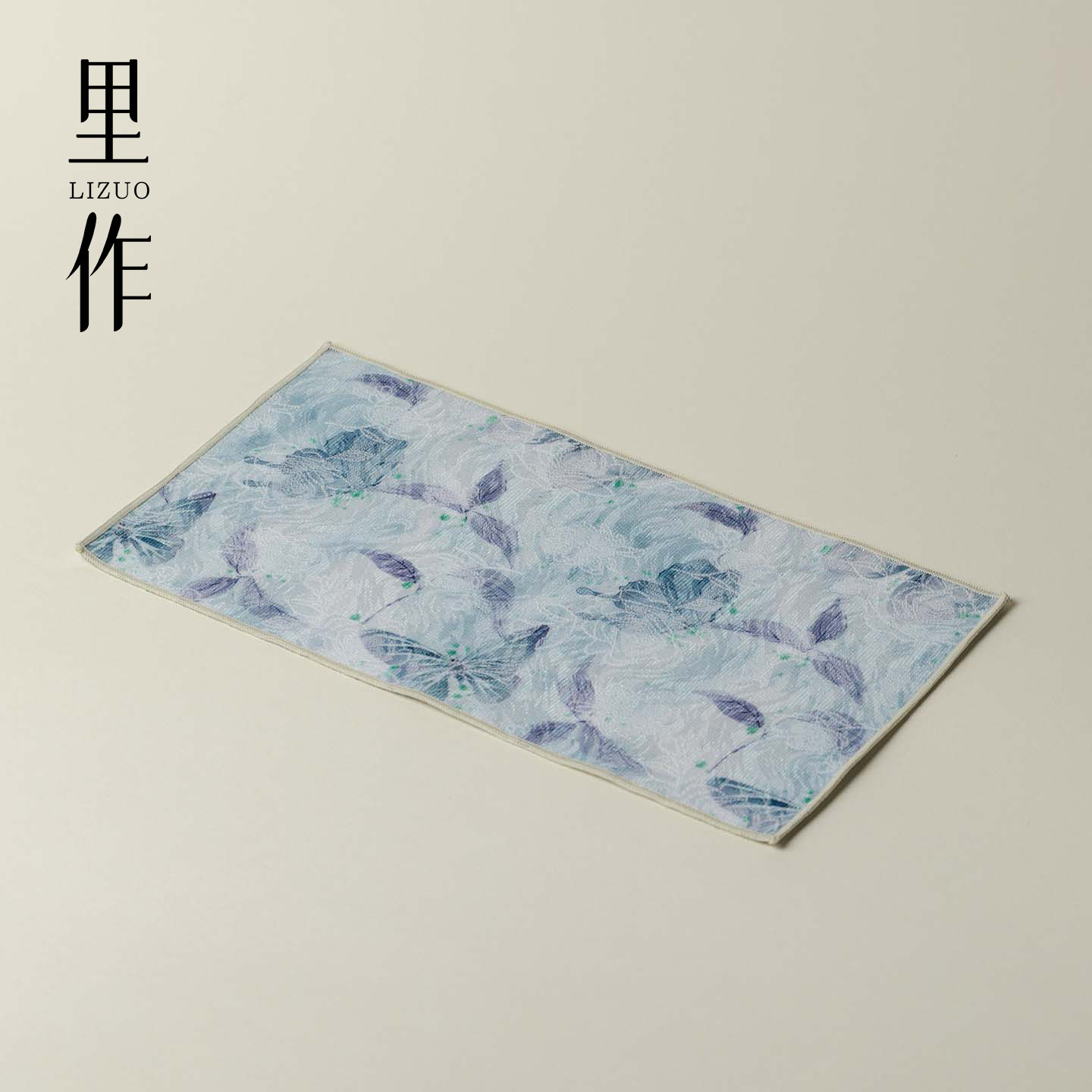 里作高颜值蓝韵纷蝶茶巾中式手工织棉吸水茶桌布高档家用茶具配件