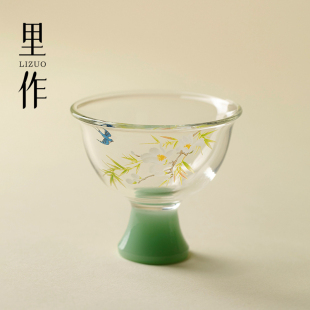 里作家用创意玻璃主人杯高足透明茶杯加厚耐热玻璃杯高档功夫茶具