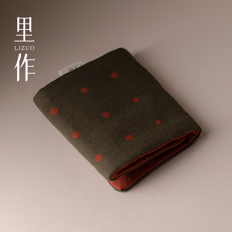 里作 棉麻吸水茶巾新中式禅意红波点手工抹布功夫茶具茶道配件