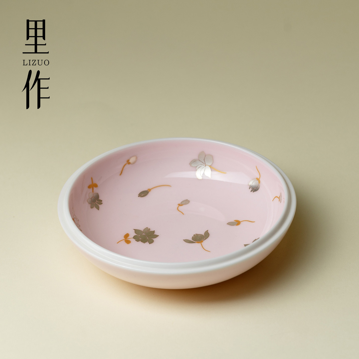 里作 纯银彩玉兰花壶承精致陶瓷高端干泡盘小清新家用精致茶托盘图片