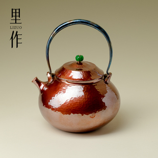 里作高端圆融亮钛茶壶手工精致锤纹泡茶壶复古家用功夫茶具煮水壶