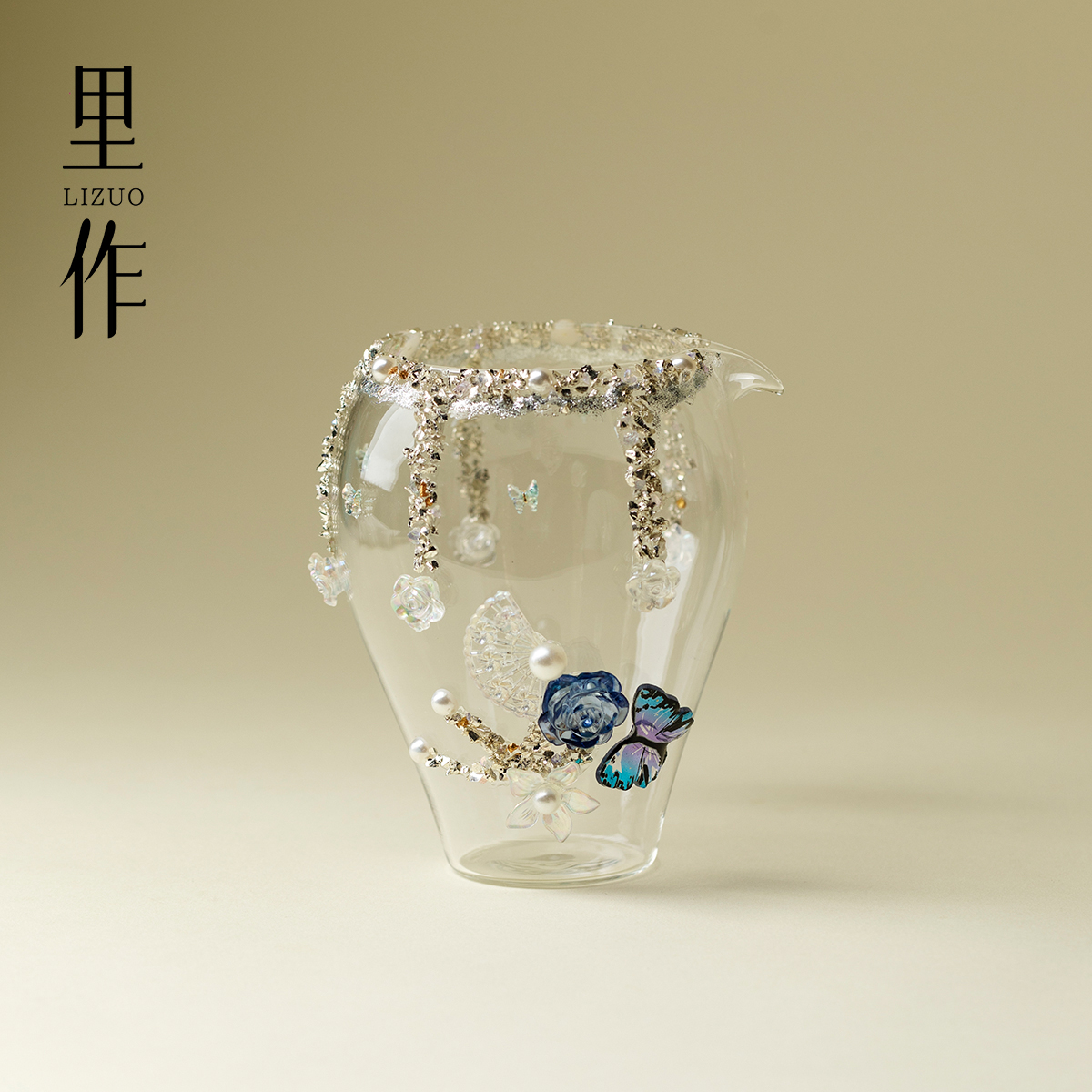 里作晶蝶逸梦手工高颜值公道杯高硼硅耐热玻璃茶海分茶器高档茶海