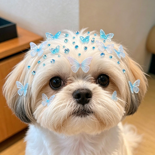 西施犬专用狗狗额头贴纸小型犬钻石贴头饰装饰饰品发饰小狗可爱钻