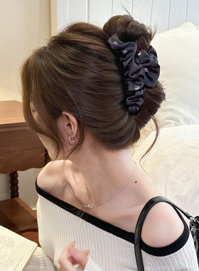 灰色缎面小马泡泡云朵抓夹饱满后脑勺显发量新中式布艺盘发鲨鱼夹