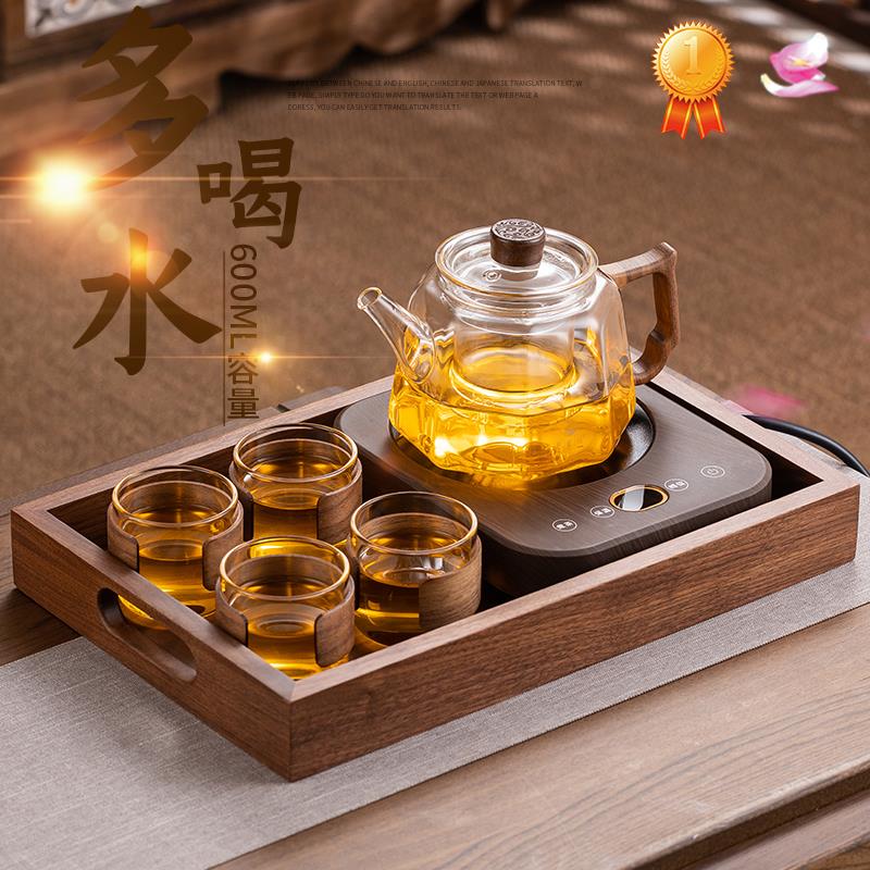 新款加厚防爆玻璃家用泡煮茶壶超薄电陶炉烧水过滤保温茶具套装