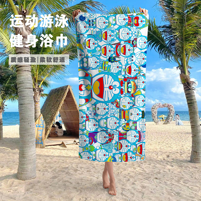 卡通动漫情侣浴巾海边游泳大浴巾沙滩巾吸水速干健身运动擦汗毛巾