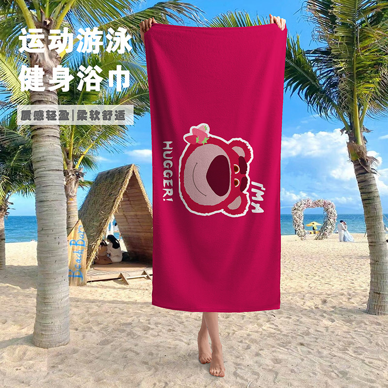 可爱卡通动漫大浴巾吸水速干健身运动擦汗毛巾海边游泳浴巾沙滩巾