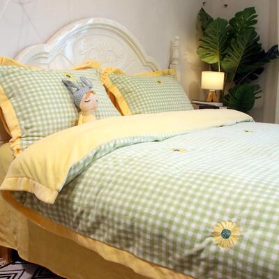 秋冬韩式加厚牛奶丝绒床4件套到Heattech，少女心珊瑚丝绒床单，