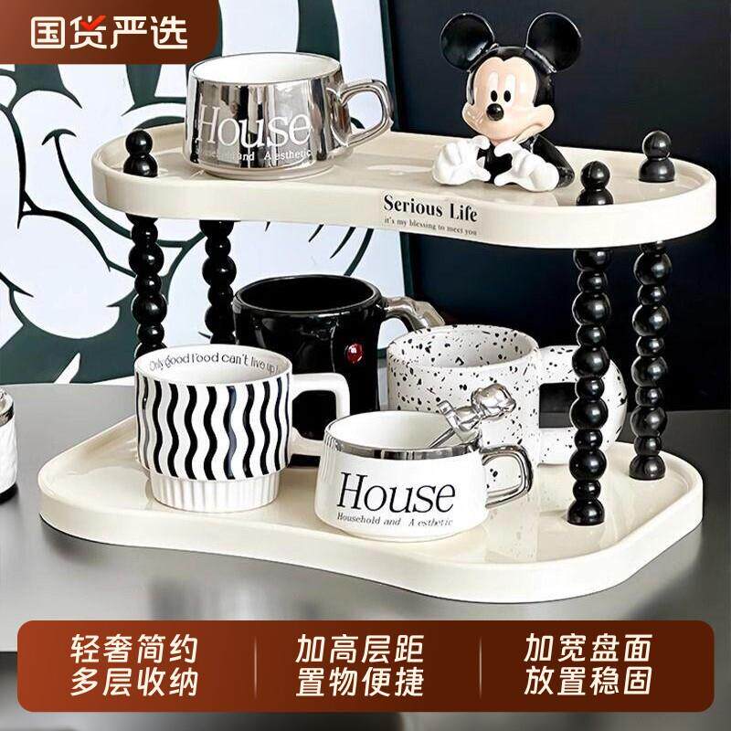 特别好看的杯子收纳置物架高级感轻奢茶杯咖啡杯餐边柜水杯放置架