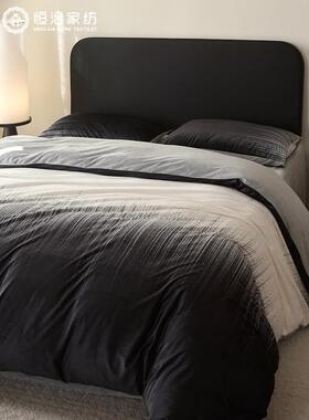 冬季新款加厚宝宝绒四件套渐变数码印花保暖被套床笠床上用品灰色