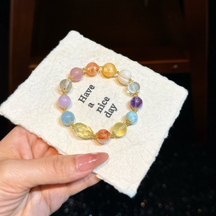 天然多宝水晶山海经黄水晶海蓝宝紫晶白水晶蔷薇石红胶花海纹石