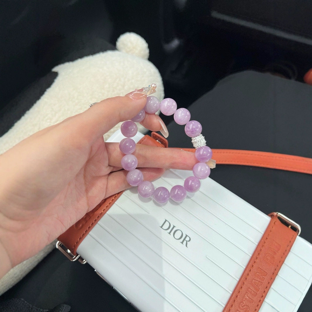 天然紫锂辉手串女单圈紫