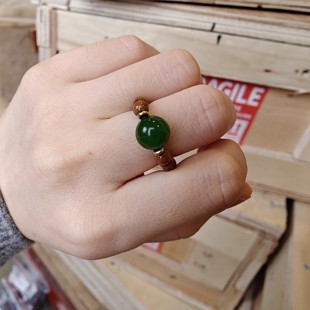 绕指柔文艺猴头戒指小米珠食指戒仿和田玉文玩-STJ093