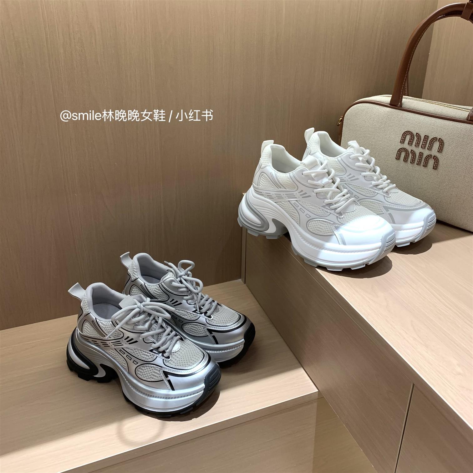 【内增高9cm】2025新款春夏厚底真皮网面透气时尚百搭休闲老爹鞋