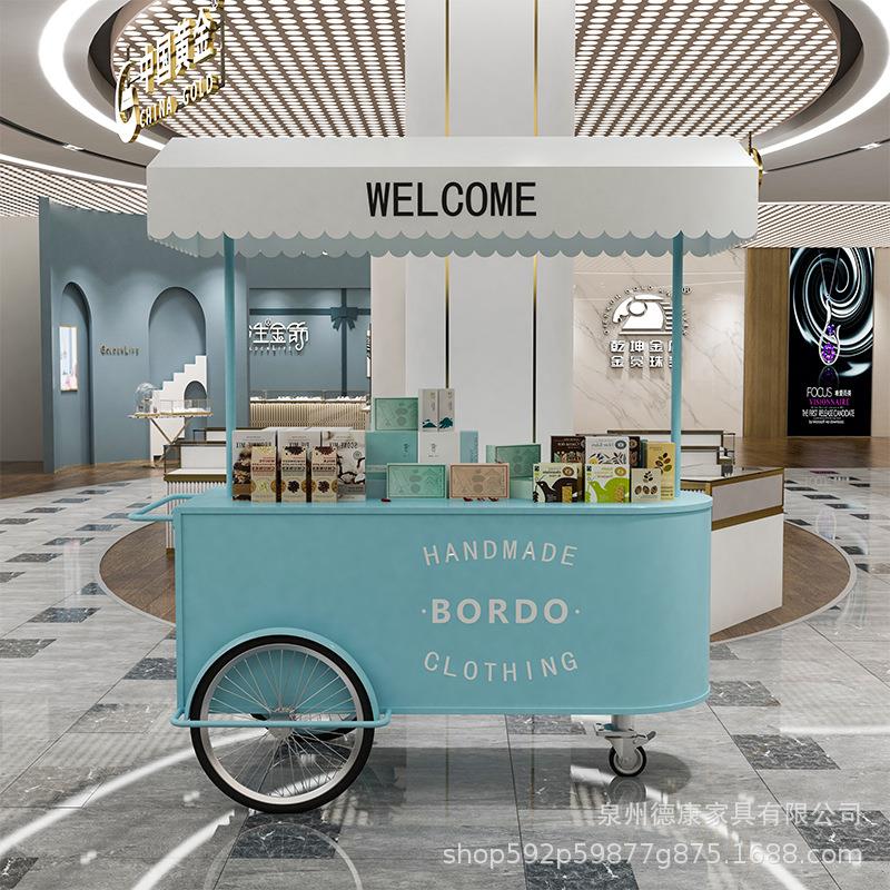 摆摊小推车夜市移动摊位车多功能咖啡奶茶车手推车商业街铁艺花车