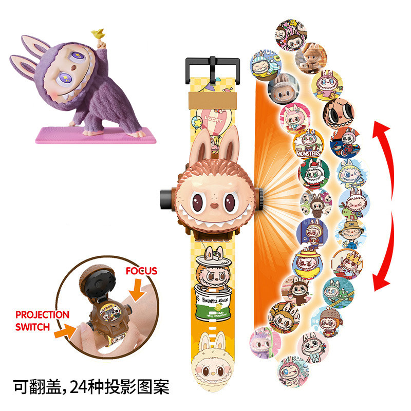 儿童投影手表卡通发光电子表男女孩幼儿园拉布布益智玩具生日礼物