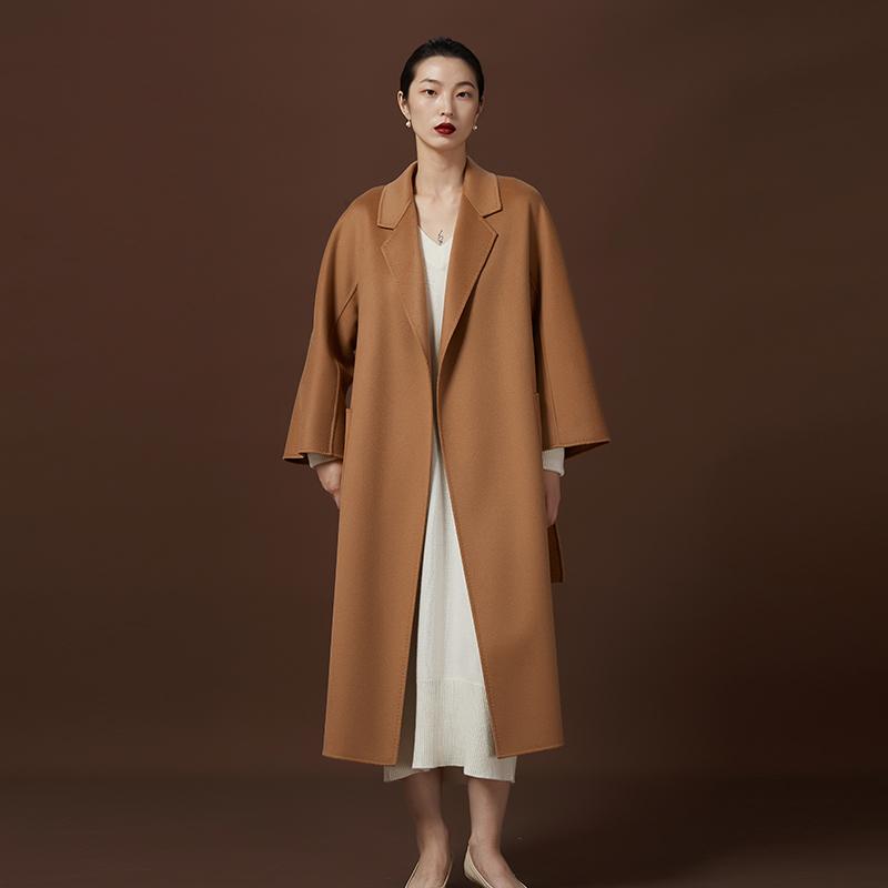 东黎纯羊绒女士双面呢羊绒大衣