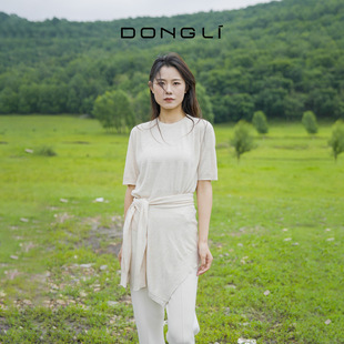 海风 温柔 絮风 夏款 5219 东黎 海边穿搭女士插肩短袖 亚麻桑蚕丝