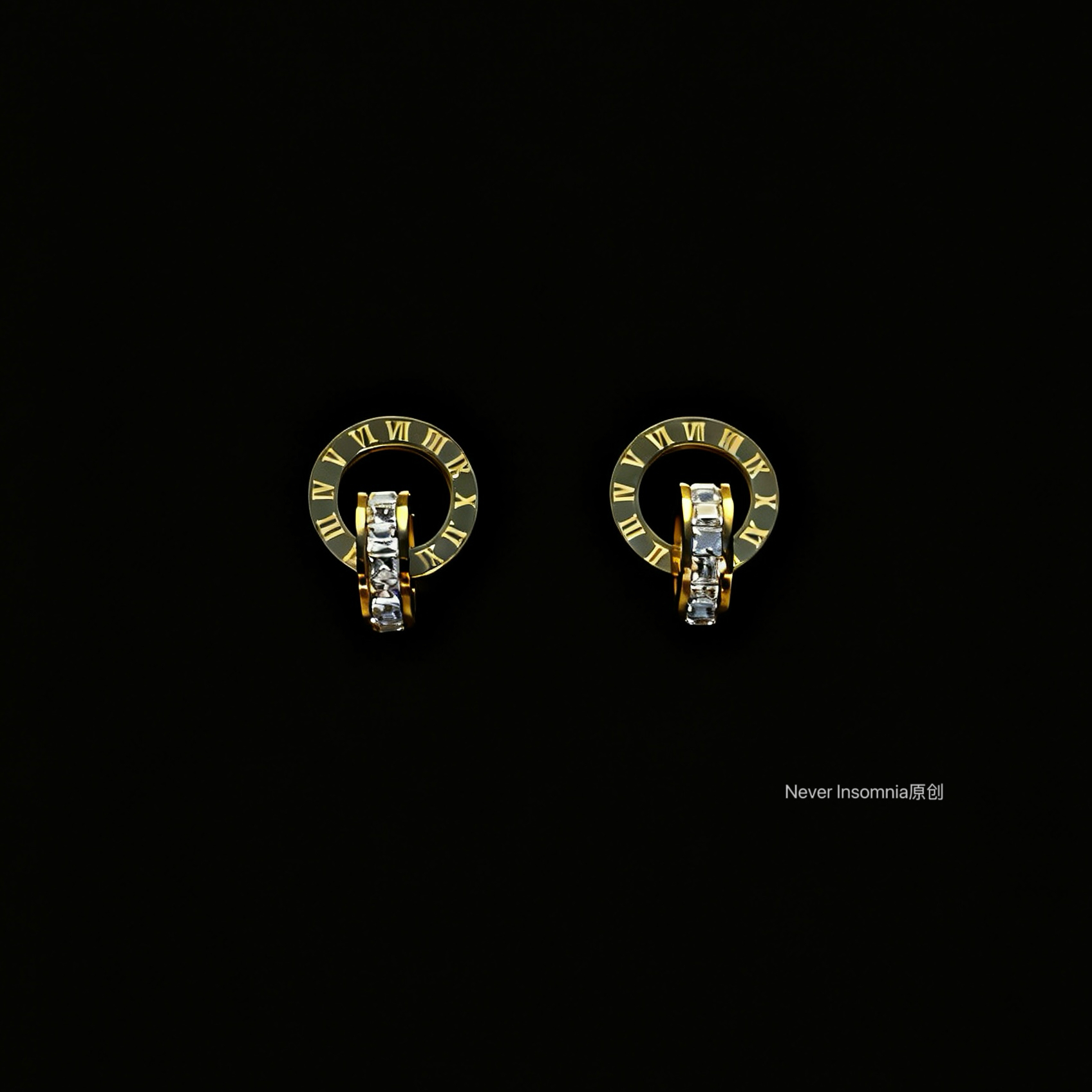 Never Insomnia原创.Instillw罗马数字耳钉.金