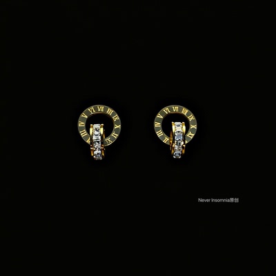 Never Insomnia原创.Instillw罗马数字耳钉.金
