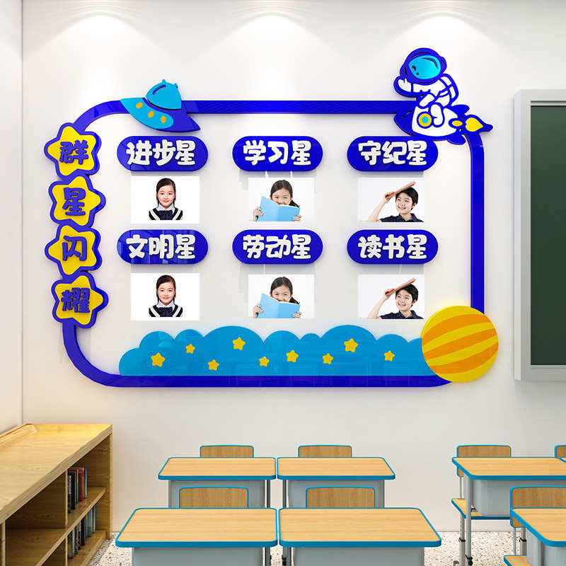 小学校幼儿园每周班级之星评比栏照片墙贴画装饰教室文化墙面布置图片