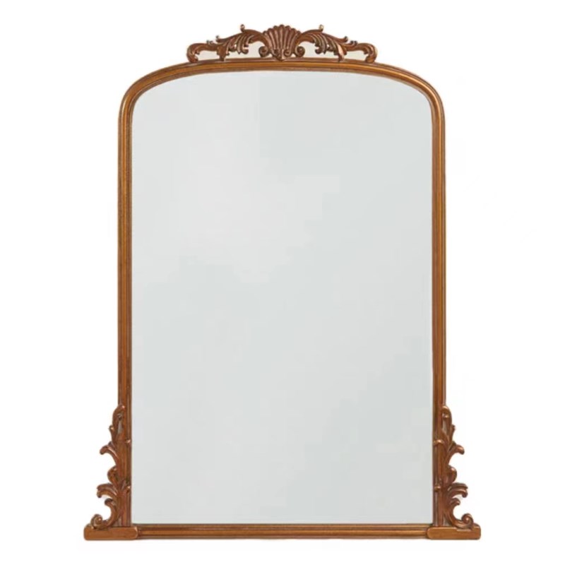 欧式梳妆台桌面化妆镜壁挂法式轻奢玄关卧室复古雕花网红装饰镜子