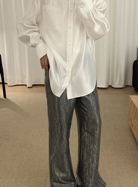 阿茶与阿古云液白色流光防晒衬衫男夏季新款液态肌理感休闲衬衣