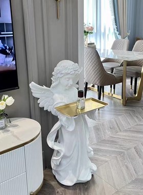 爱丽丝天使托盘复古迎宾大型落地摆件法式家居装饰品网红软装客厅