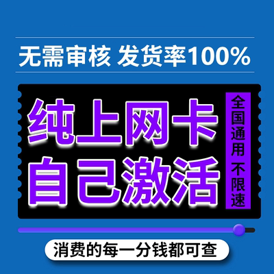 纯流量上网卡大流量无号流量卡无线网无通话全国通用4g5g电话卡