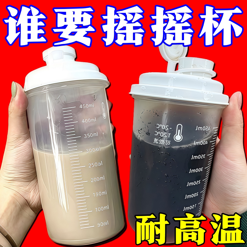 大口径刻度杯子耐高温计量杯牛奶咖啡杯玻璃茶杯带盖冷饮水杯便携