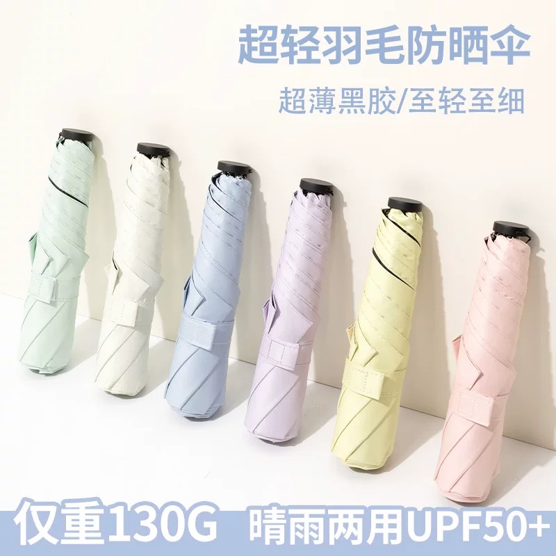 超轻小巧黑胶防晒晴雨铅笔伞